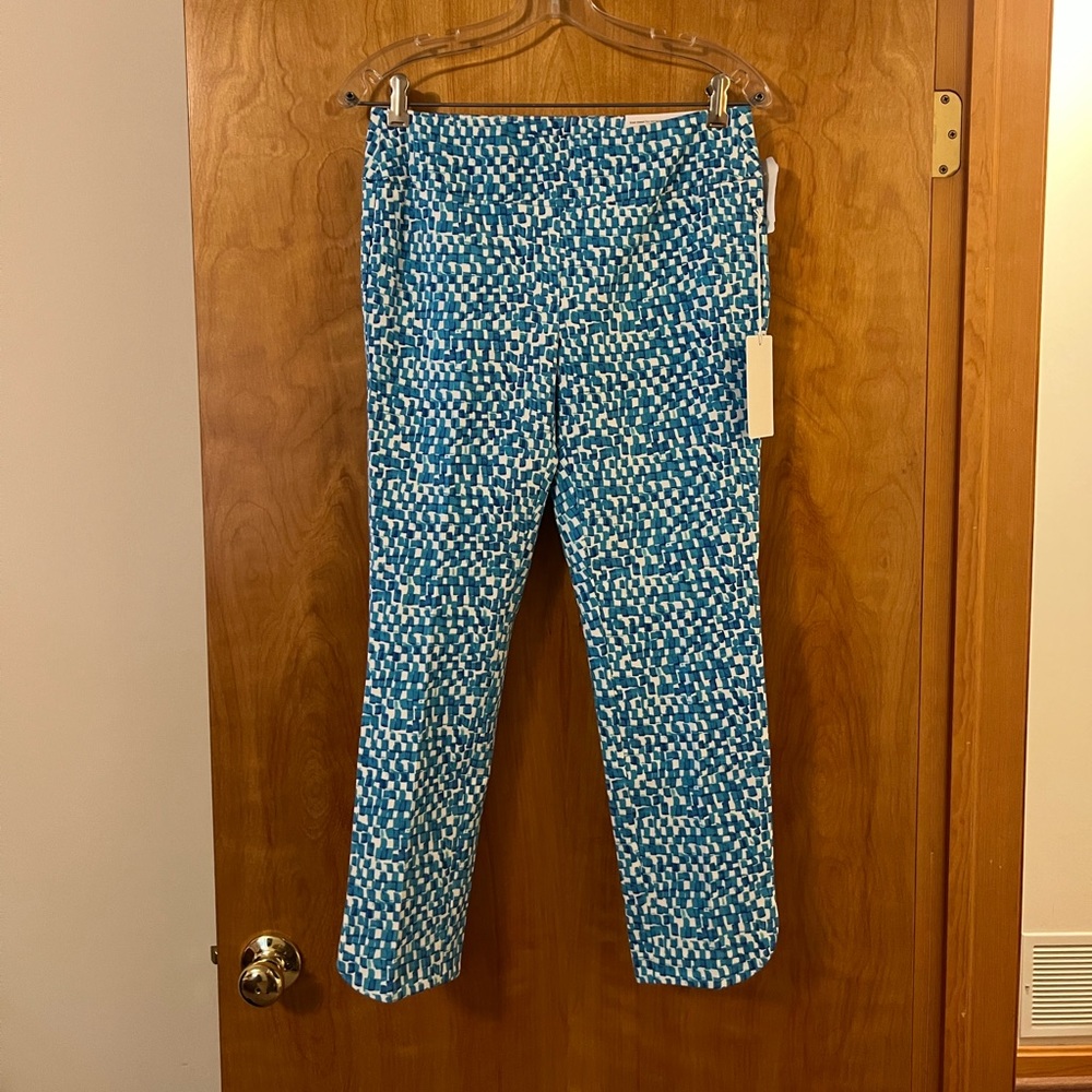 Soft Surroundings La Medina Stretch Pull-On Pants Aqua Blue Petites Small PS
